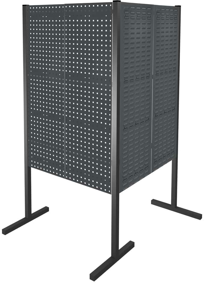 Werkzeugwand mit Loch- /Schlitzplatten, Doppelfeld 90° Winkel, Länge 1000 / 1000 mm