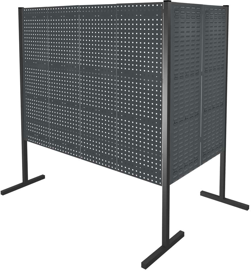 Werkzeugwand mit Loch- /Schlitzplatten, Doppelfeld 90° Winkel, Länge 2000 / 1000 mm