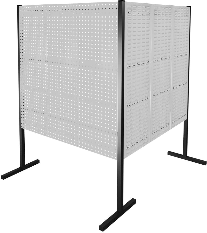 Werkzeugwand mit Loch- /Schlitzplatten, Doppelfeld 90° Winkel, Länge 1500 / 1500 mm