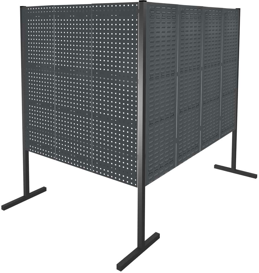 Werkzeugwand mit Loch- /Schlitzplatten, Doppelfeld 90° Winkel, Länge 1500 / 2000 mm