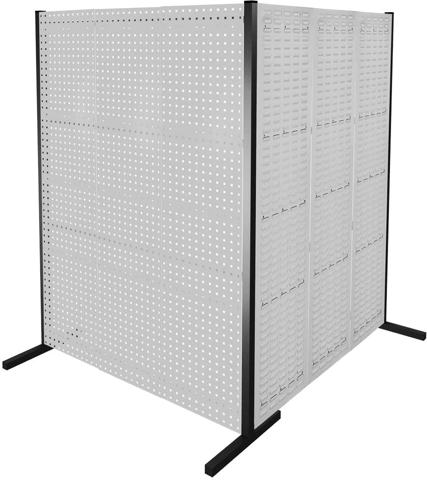 Werkzeugwand mit Loch- /Schlitzplatten, Doppelfeld 90°, Länge 1500 / 1500 mm, ohne Zubehör