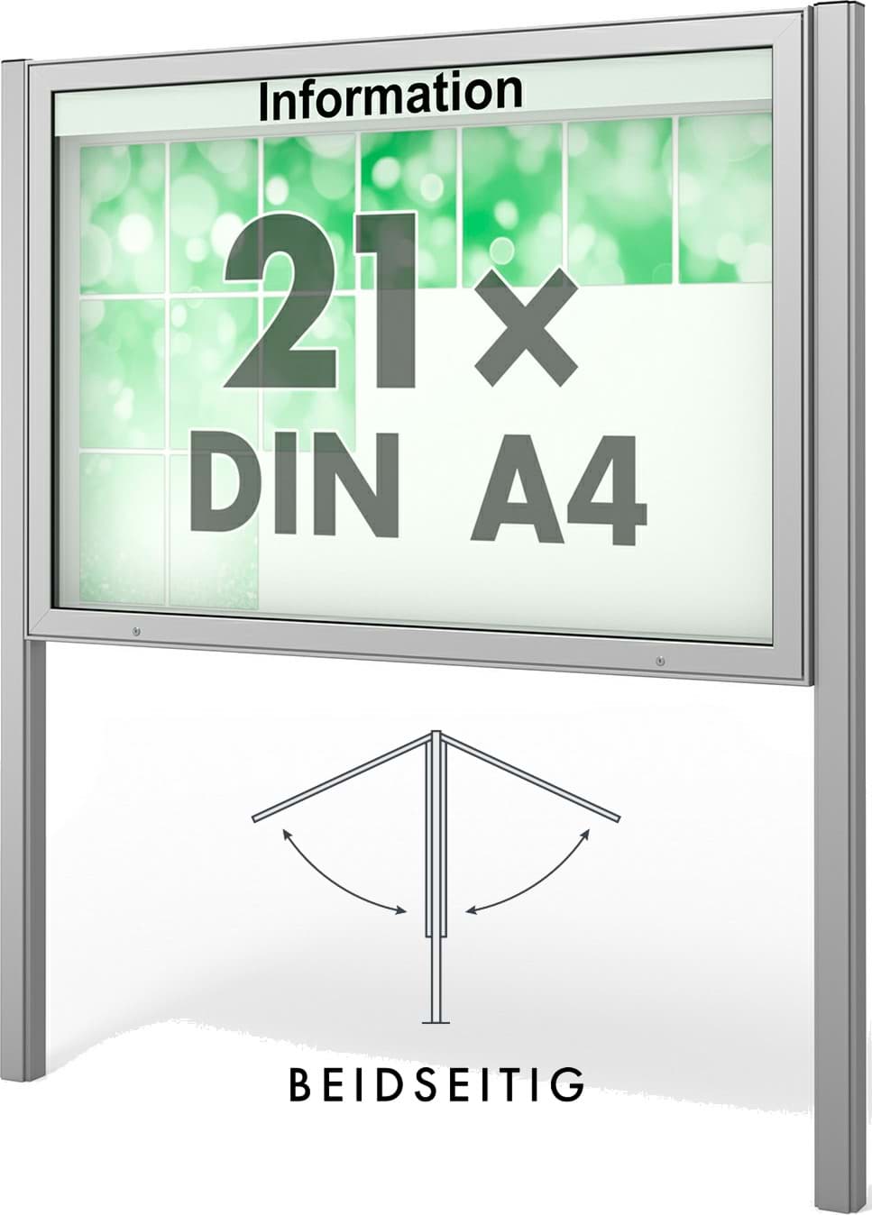 Doppel-Schaukasten Plenum 1600x1130x123 mm BxHxT, mit Ständer