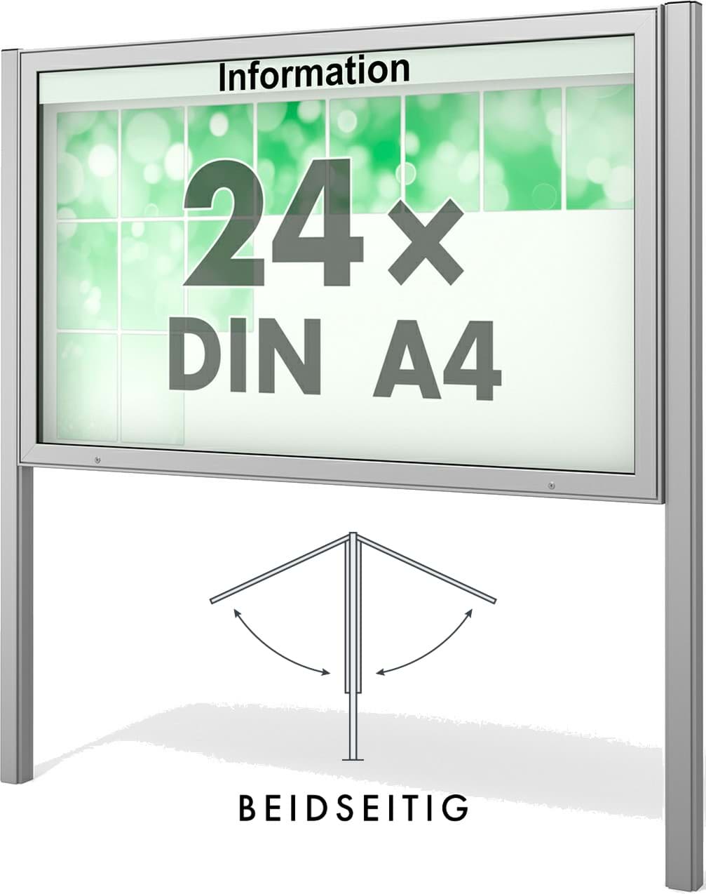 Doppel-Schaukasten Plenum 1810x1130x123 mm BxHxT, mit Ständer