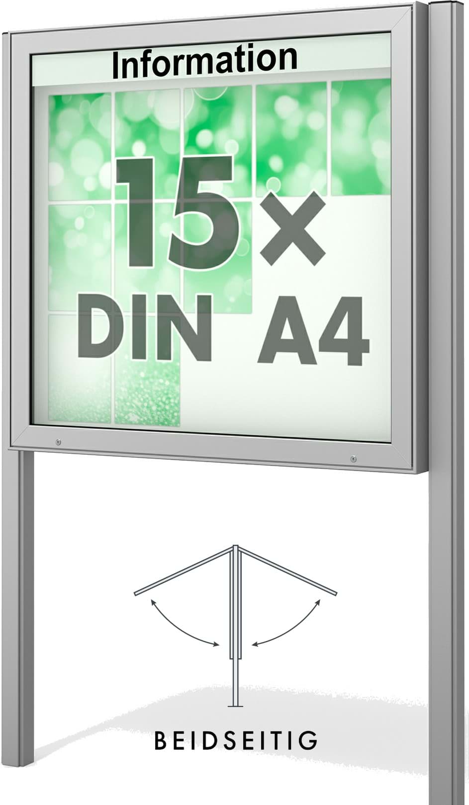 Doppel-Schaukasten Plenum 1180x1130x210 mm BxHxT, mit Ständer
