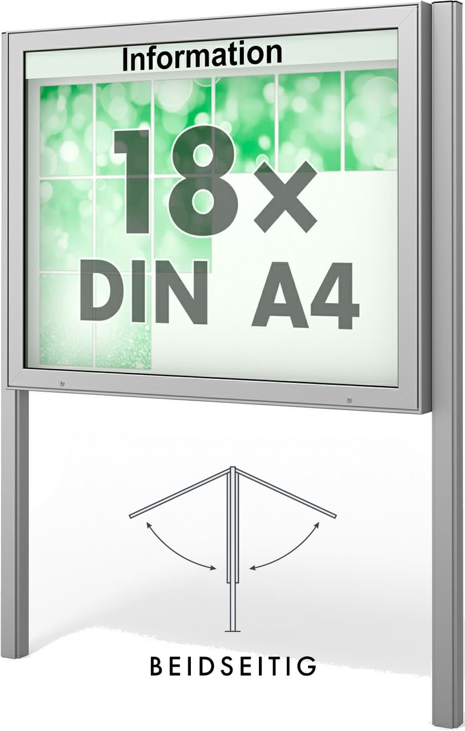 Doppel-Schaukasten Plenum 1390x1130x210 mm BxHxT, mit Ständer