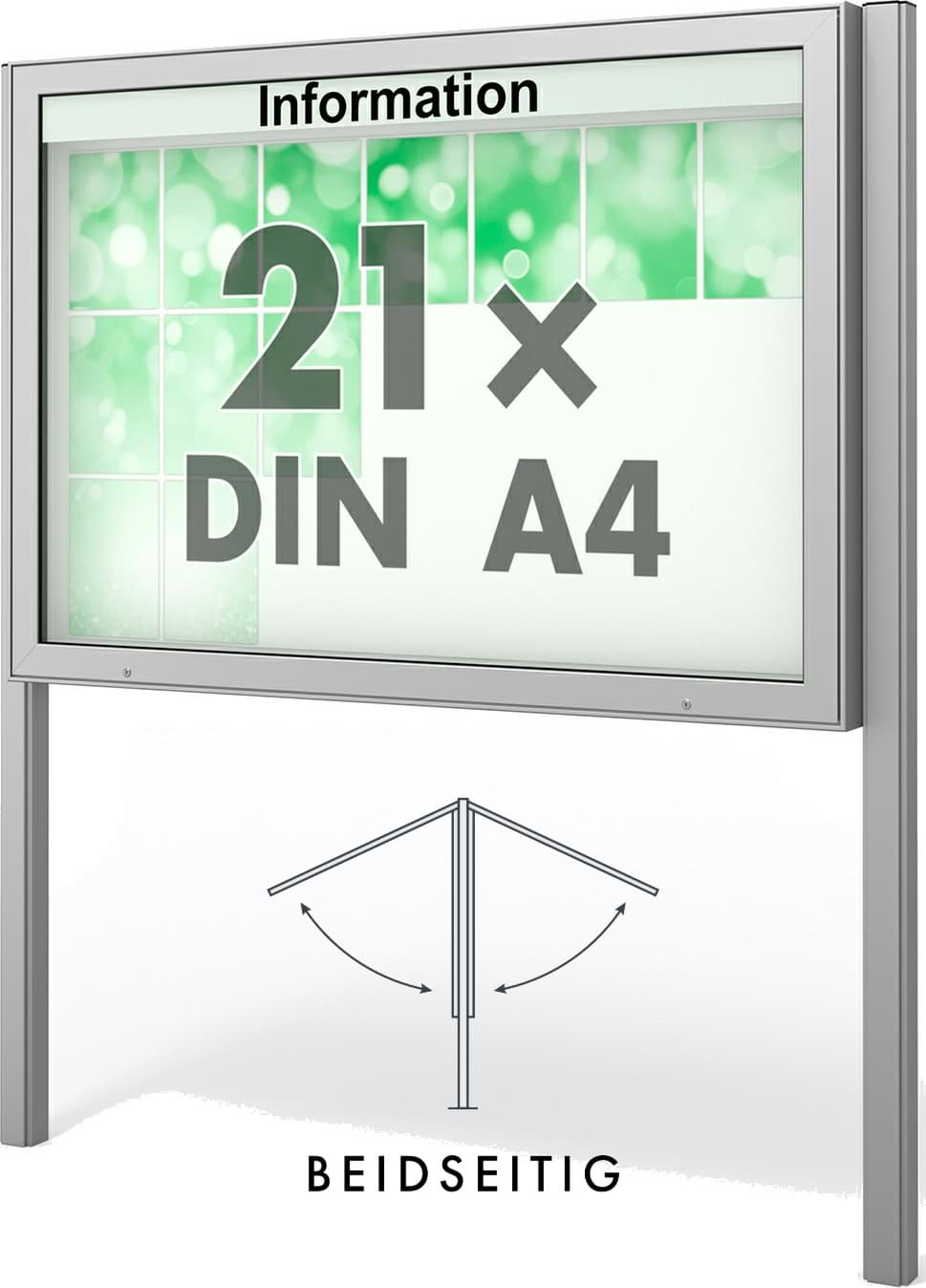 Doppel-Schaukasten Plenum 1600x1130x210 mm BxHxT, mit Ständer