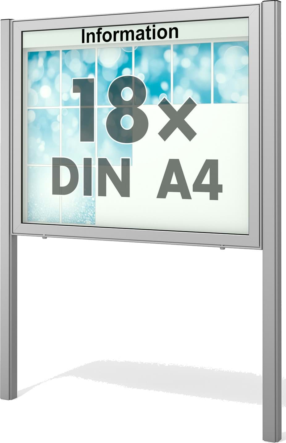 Schaukasten Planus 1390x1130x65 mm BxHxT, mit Ständer