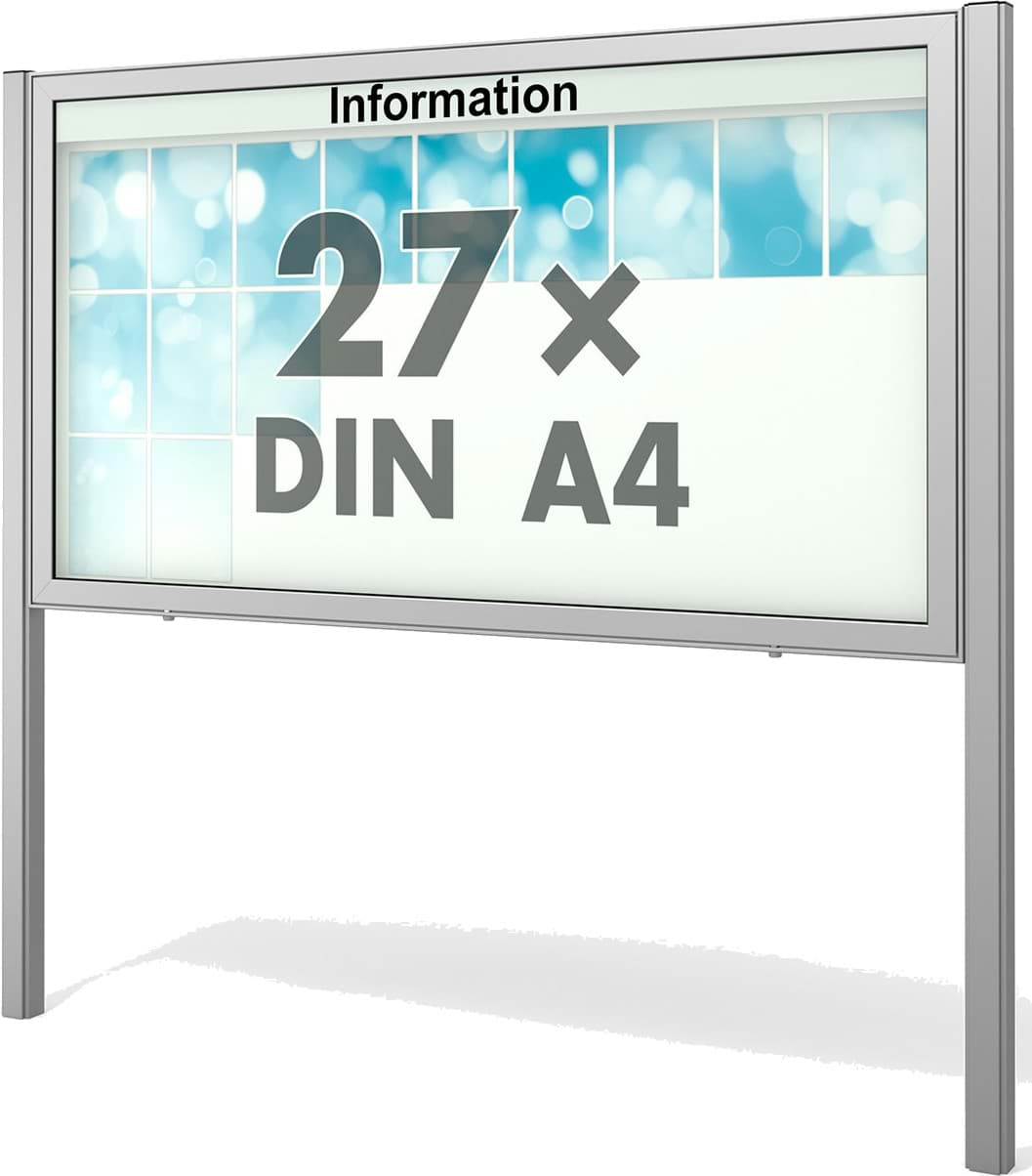 Schaukasten Planus 2020x1130x65 mm BxHxT, mit Ständer