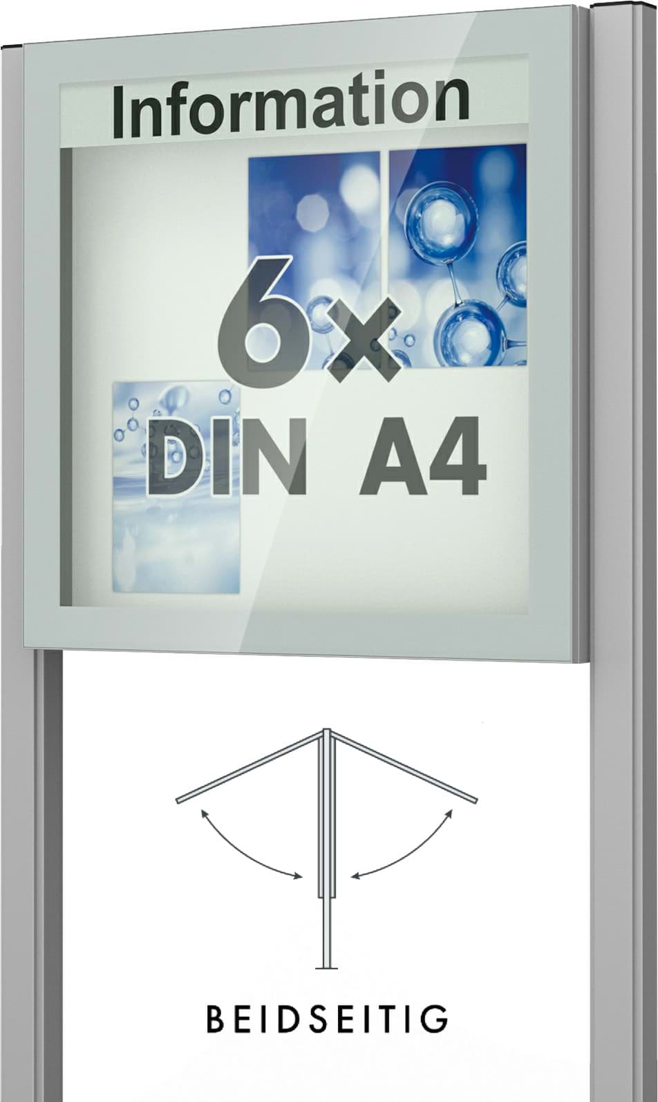 Doppel-Schaukasten Vitrum 850x840x166 mm BxHxT, mit Ständer