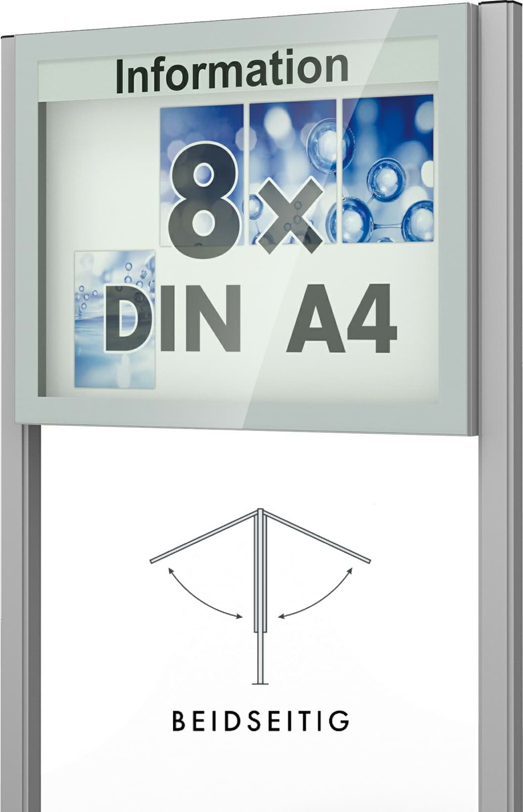 Doppel-Schaukasten Vitrum 1050x840x166 mm BxHxT, mit Ständer
