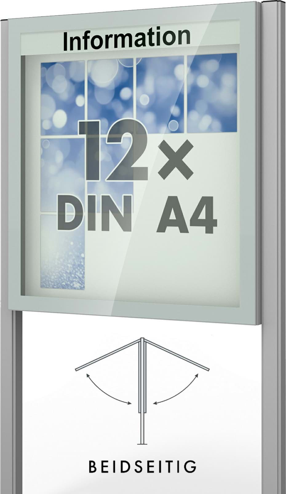 Doppel-Schaukasten Vitrum 1050x1150x166 mm BxHxT, mit Ständer
