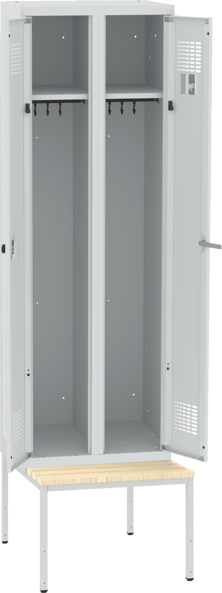 Türen gemeinsam schliessend mit untergebauter Sitzbank