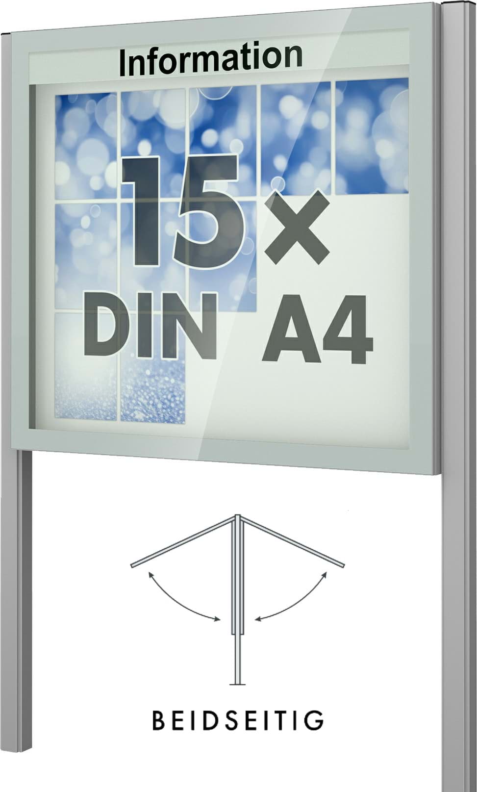 Doppel-Schaukasten Vitrum 1250x1150x166 mm BxHxT, mit Ständer