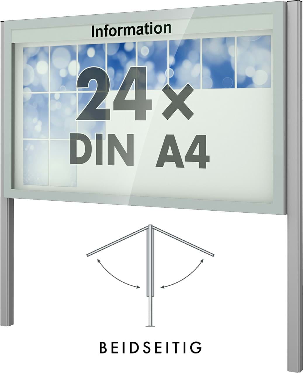 Doppel-Schaukasten Vitrum 1850x1150x166 mm BxHxT, mit Ständer