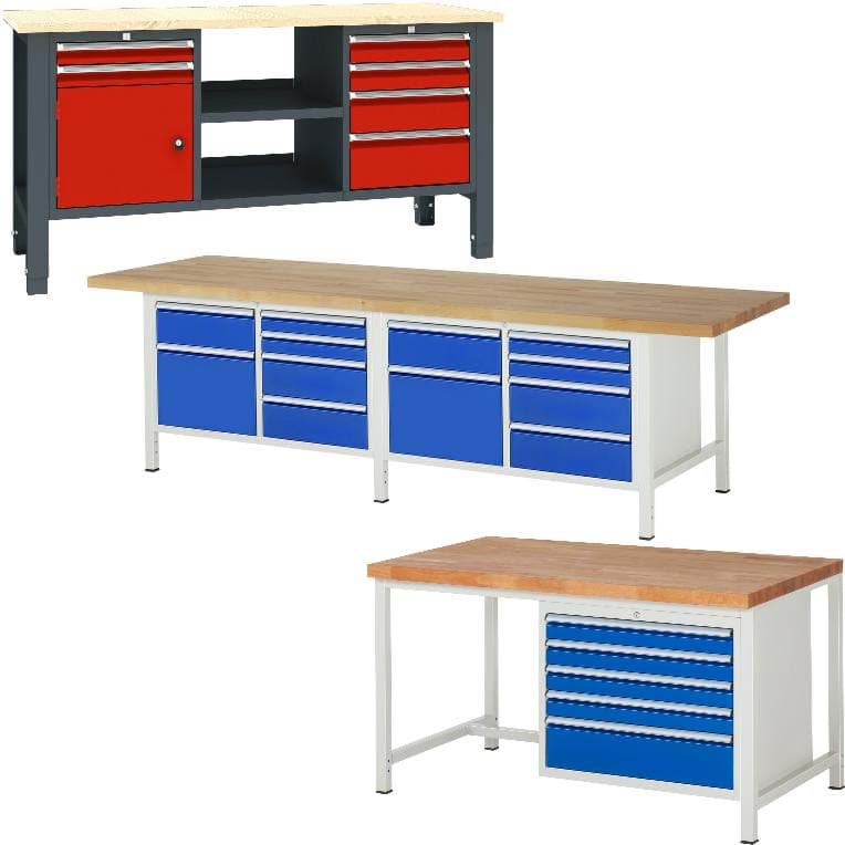 Werkbänke mit Schubladenblock
