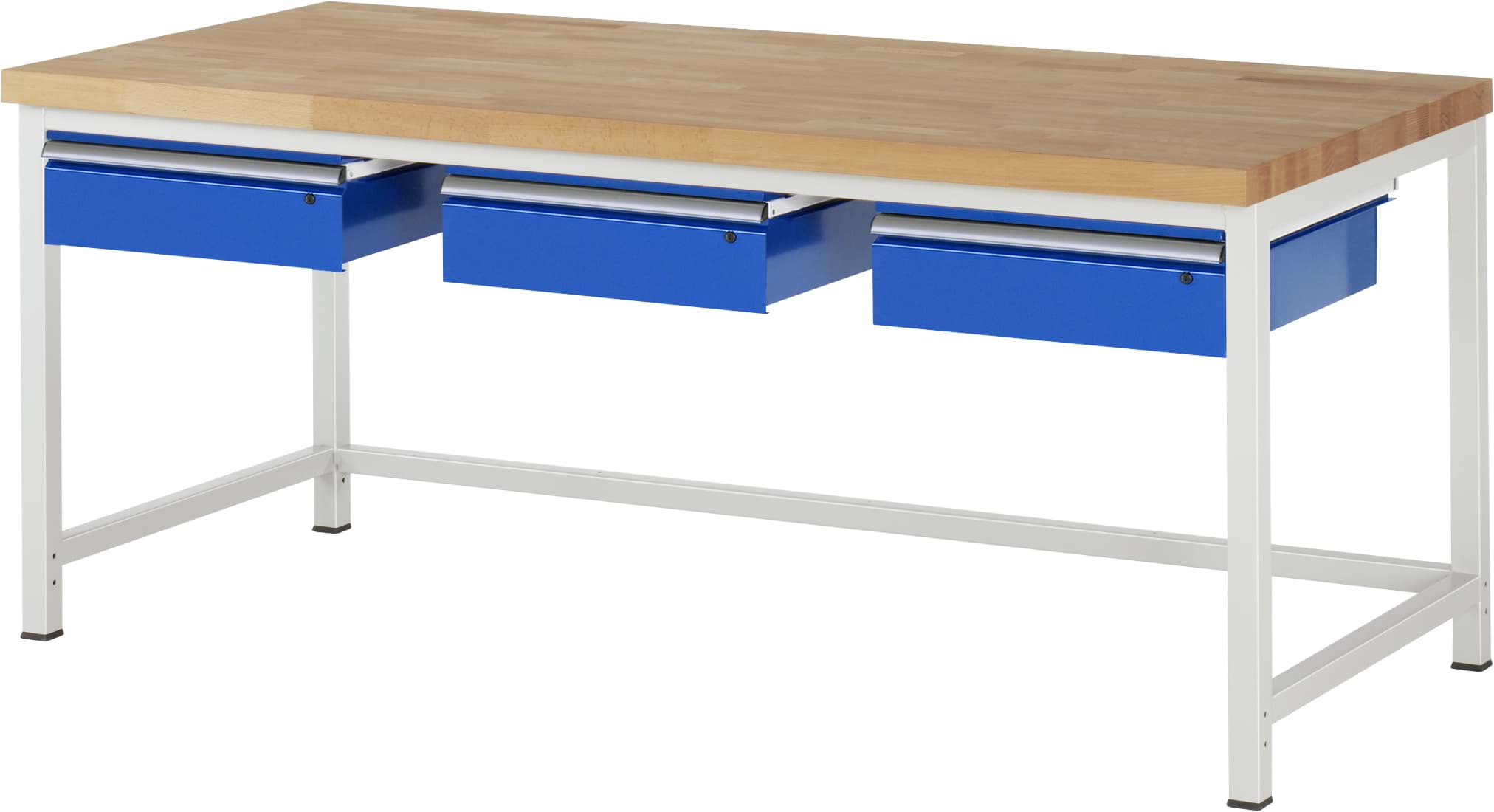 Werkbank Modell 8003, B 2000xT 900xH 840-1040mm, Buche-Massiv-Platte 40mm