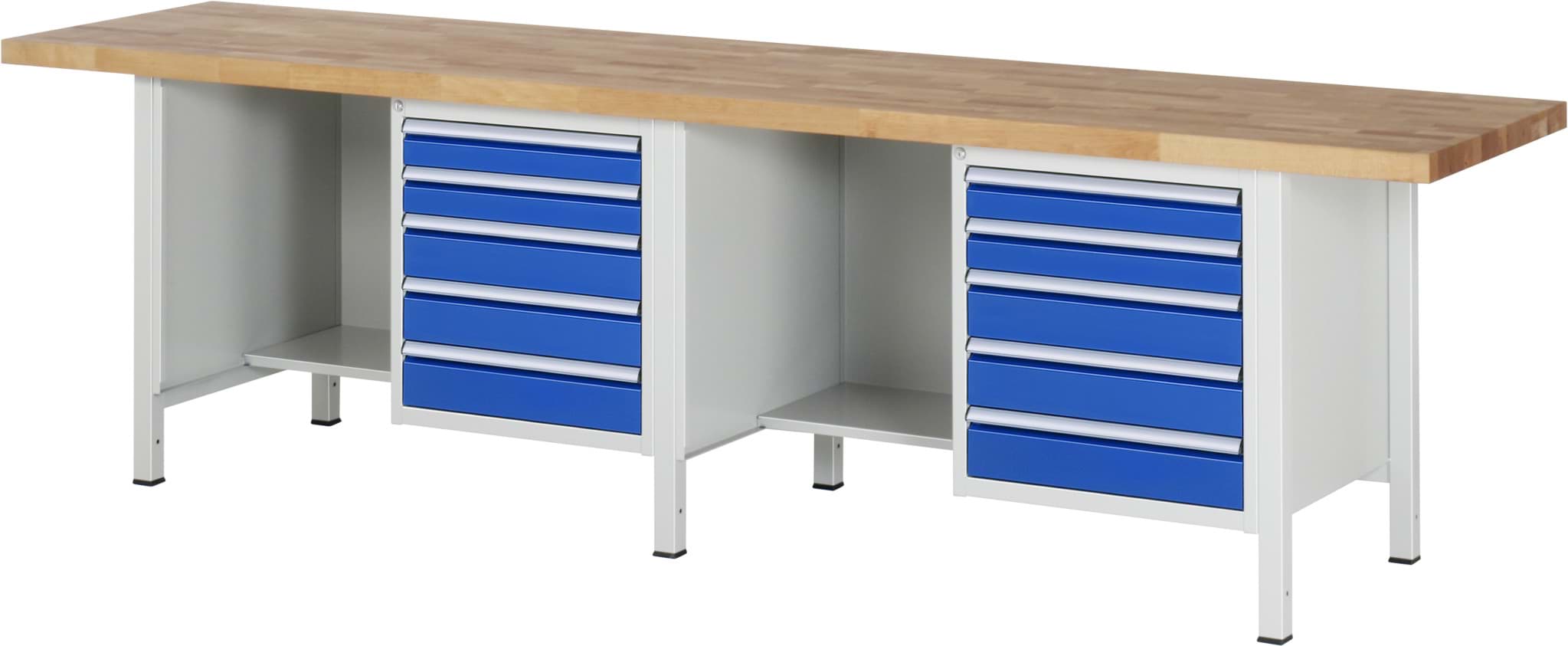 Werkbank Modell 8454, B 3000xT 700xH 840mm, Buche-Massiv-Platte 40mm