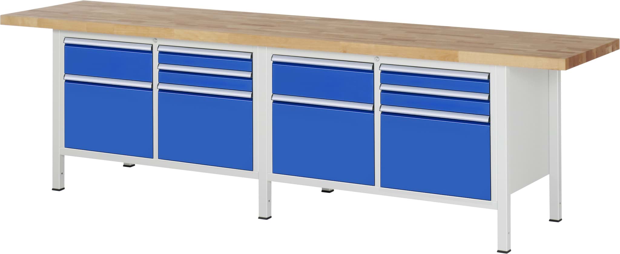 Werkbank Modell 8472, B 3000xT 700xH 840mm, Buche-Massiv-Platte 40mm