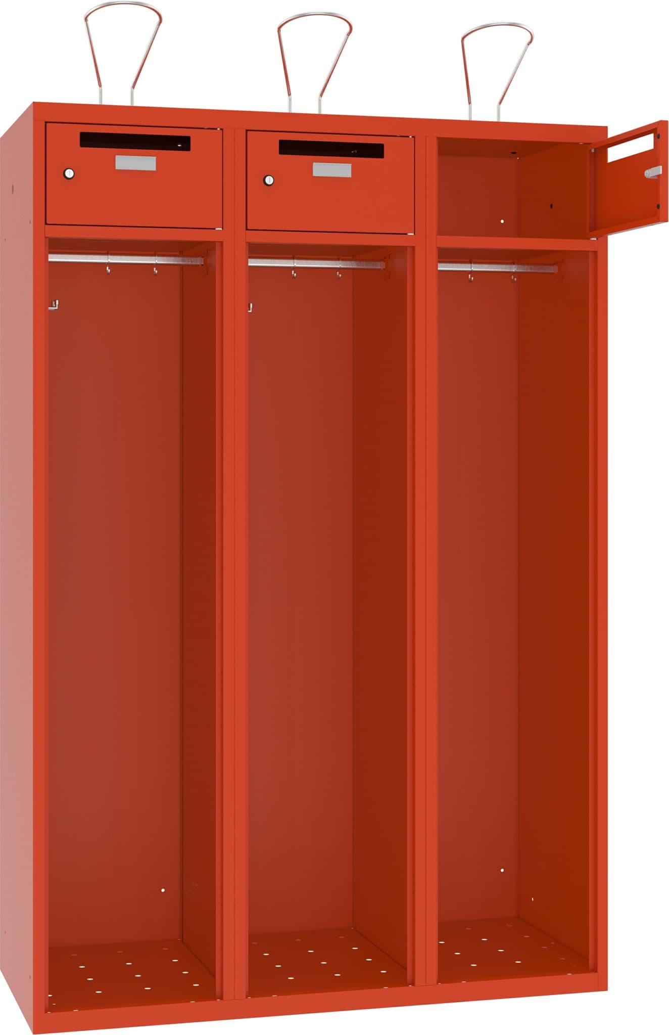 Feuerwehrschrank ohne Türe mit Wertfach und Einwufschlitz 3 Abteile