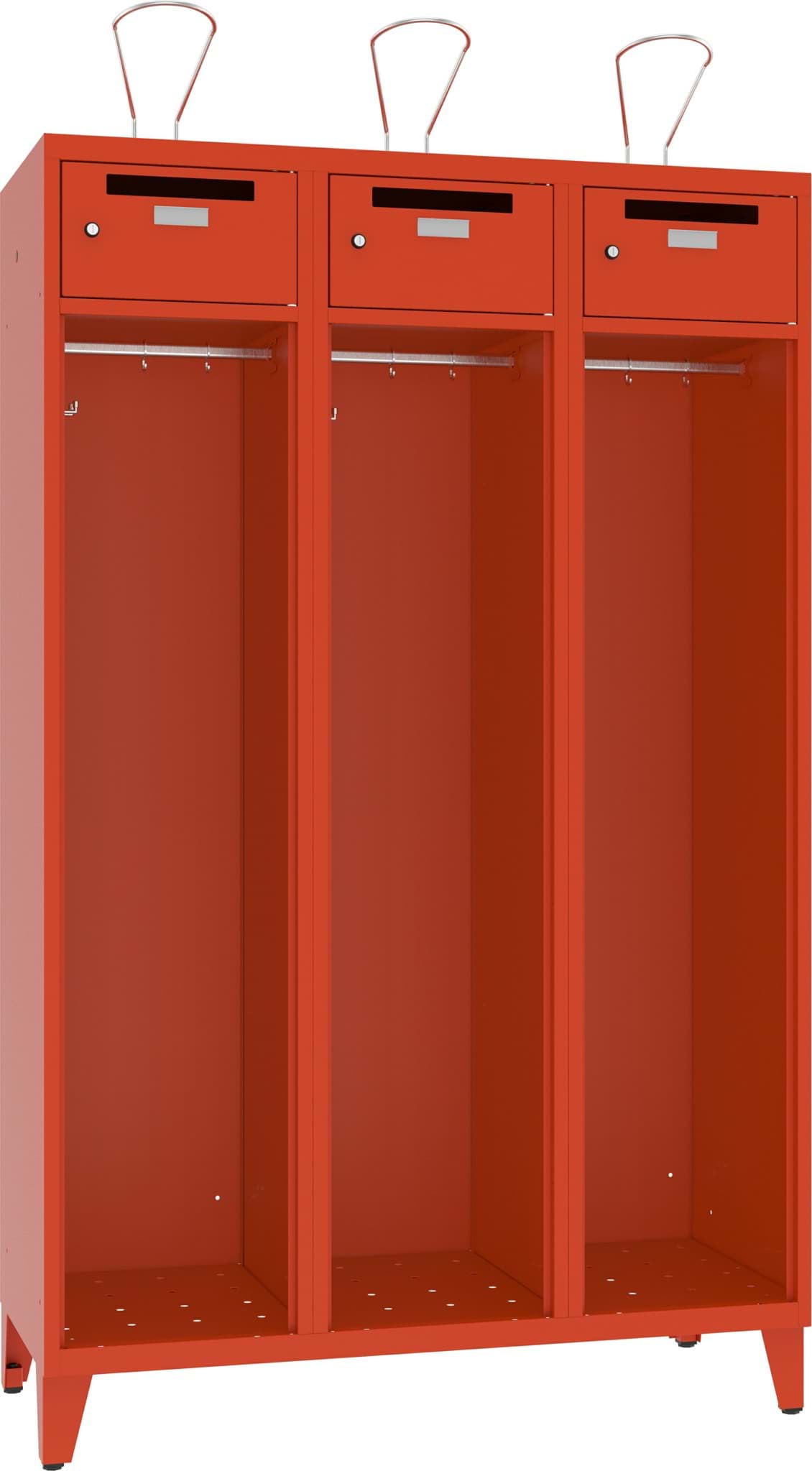 Feuerwehrschrank ohne Türe mit Wertfach und Einwufschlitz 3 Abteile