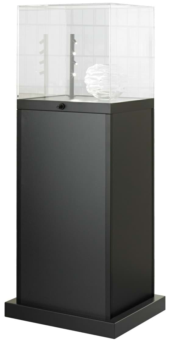 Exponatvitrine klein 1500x500x500 mm HxBxT mit Kunstglashaube, silber