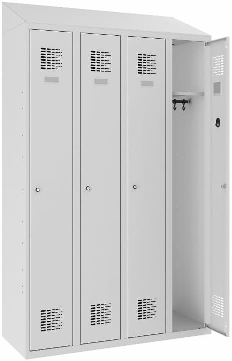 Garderobenschrank 4 Abteile mit Schrägdach, SUM 340 W, 1 pkt