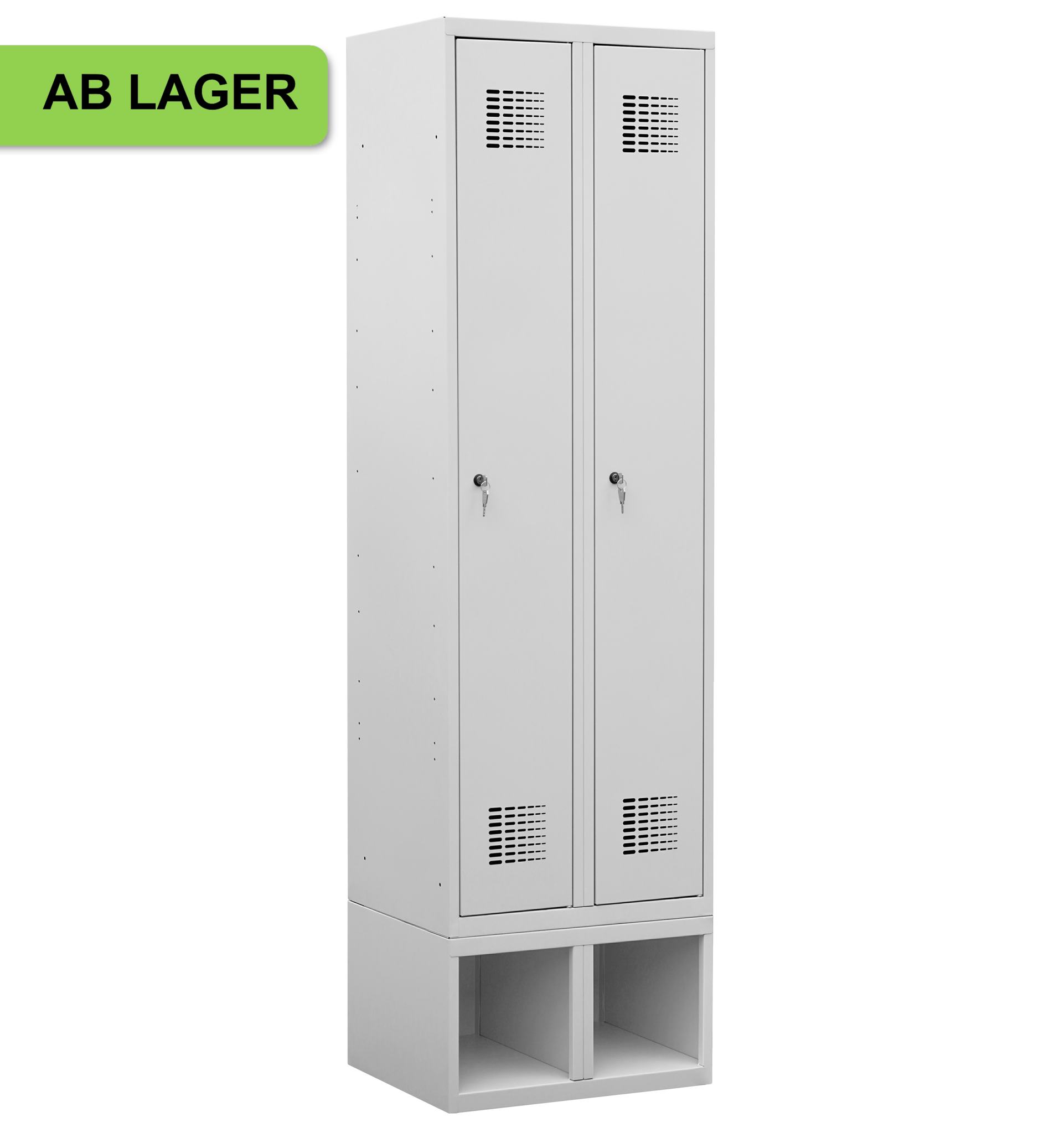 Garderobenschrank auf Schuhfach, 2 Abteile mit 300 mm Abteilbreite ab Lager