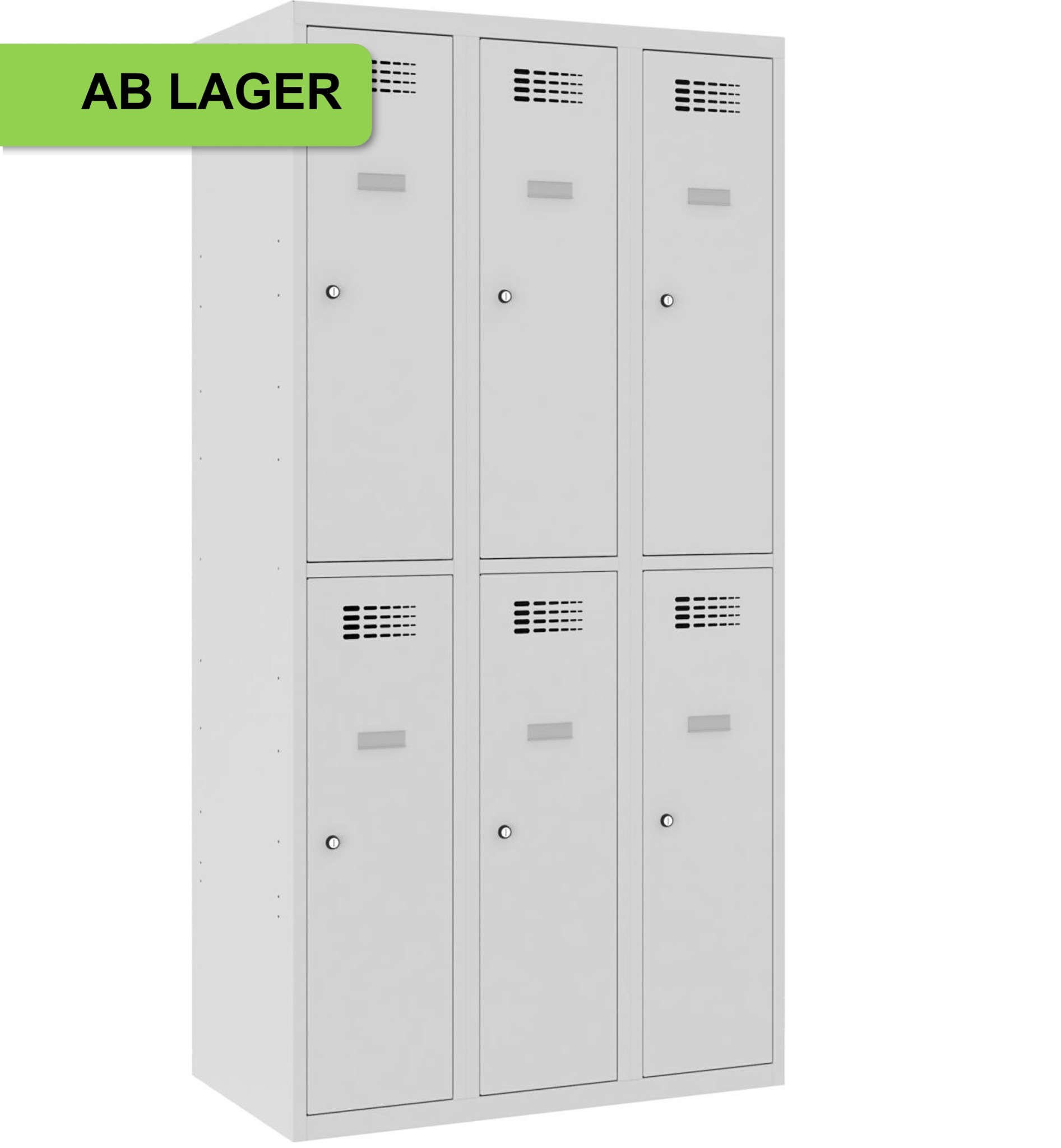 Garderobenschrank, Breite 900 mm 3 Abteile mit 2 Fächer übereinander, Total 6 Fächer, SUS 332 W ab Lager