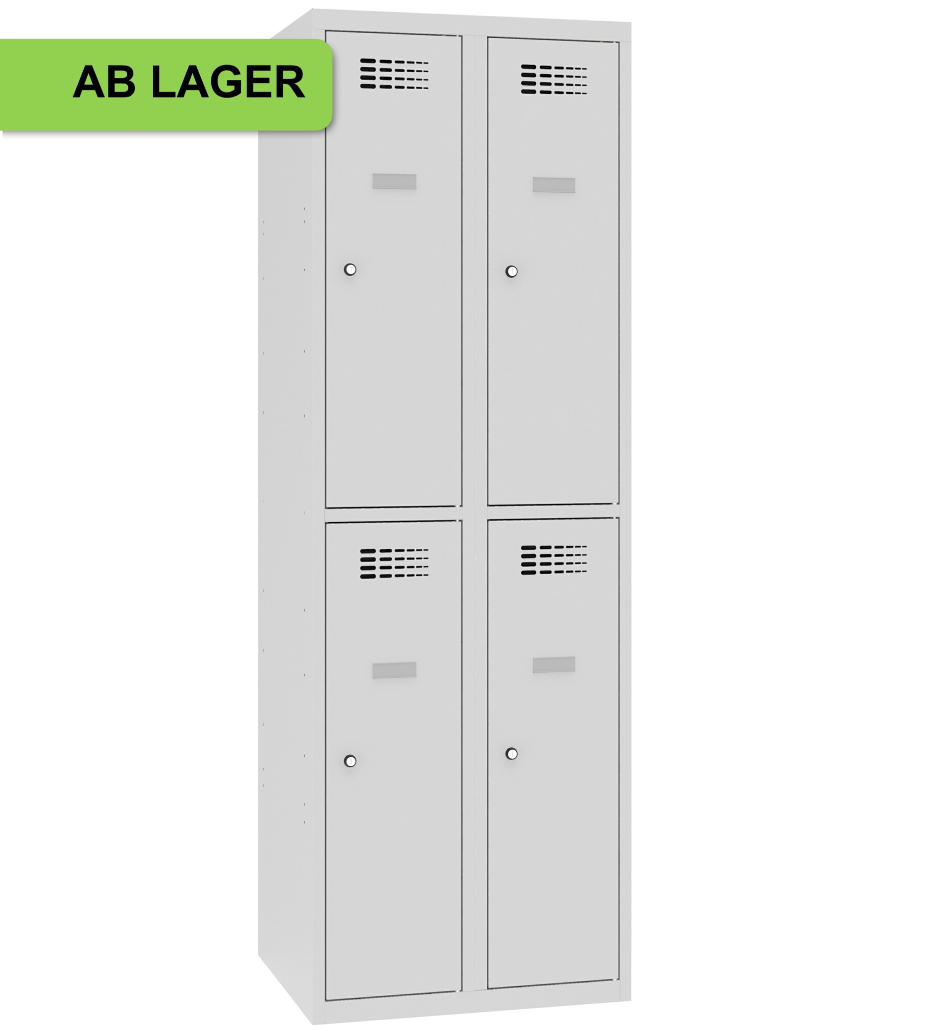 Garderobenschrank, Breite 600 mm, 2 Abteile mit 2 Fächer übereinander, Total 4 Fächer, SUS 322 W ab Lager
