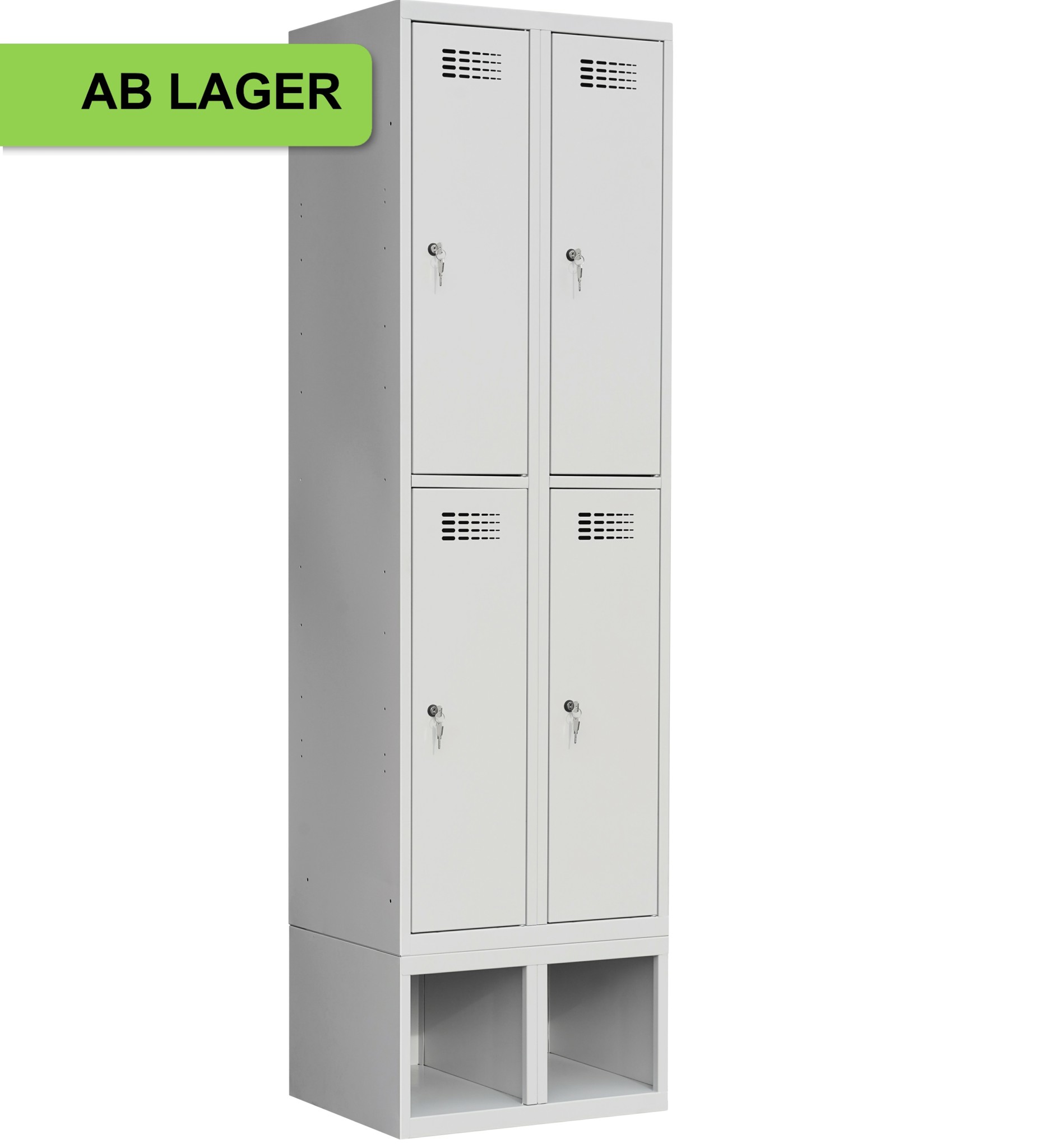 Garderobenschrank auf Schuhfach, 2 Abteile ab Lager