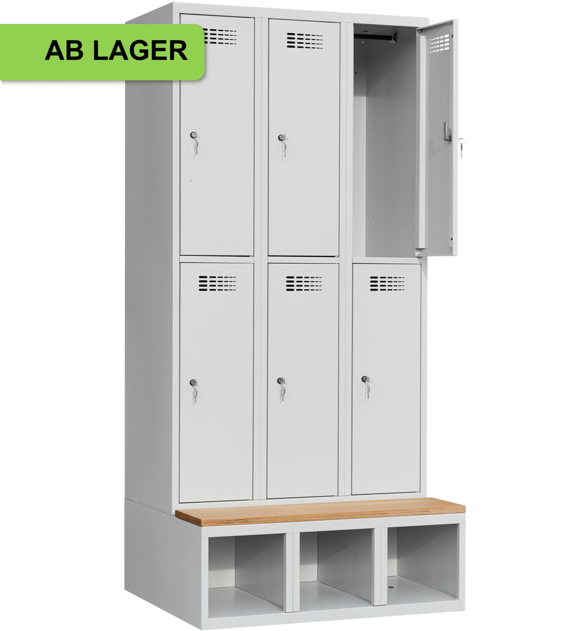 Garderobenschrank auf Schuhfach mit Sitzbank ab Lager