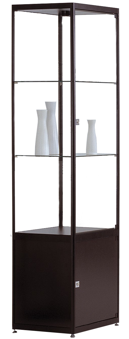 Säulenvitrine mit Staufach 1820x400x400 mm HxBxT