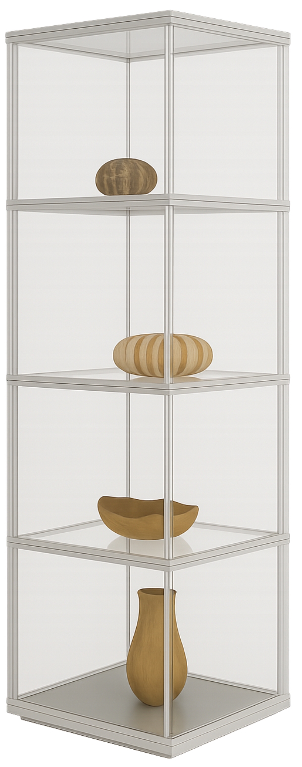 Ganzglasvitrine 1870x500x500 mm HxBxT, 4 teilig