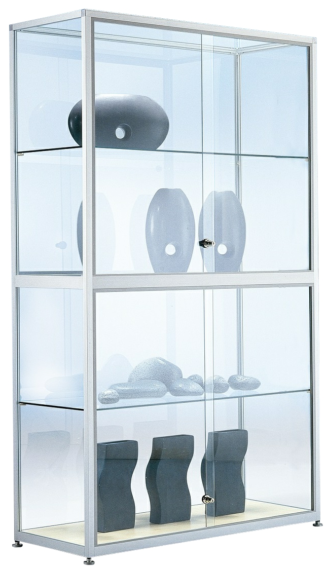 Standvitrine 1740x1200x434 mm HxBxT, mit Mittelteilung