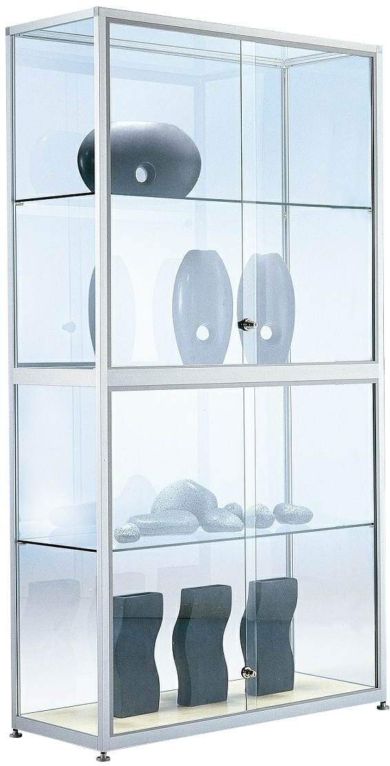 Standvitrine 1740x1000x434 mm HxBxT, mit Mittelteilung