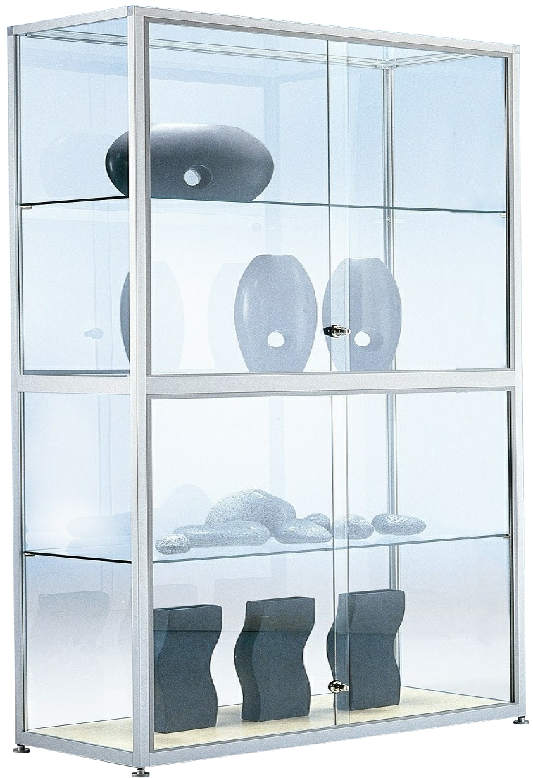 Standvitrine 1740x1500x434 mm HxBxT, mit Mittelteilung