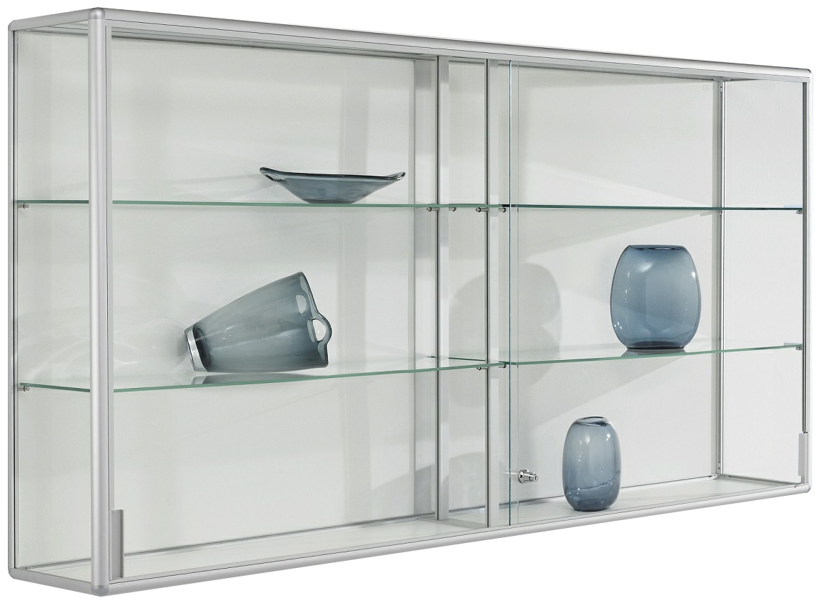 Wandvitrine 1020x2020x300 mm HxBxT, mit ESG-Verglasung