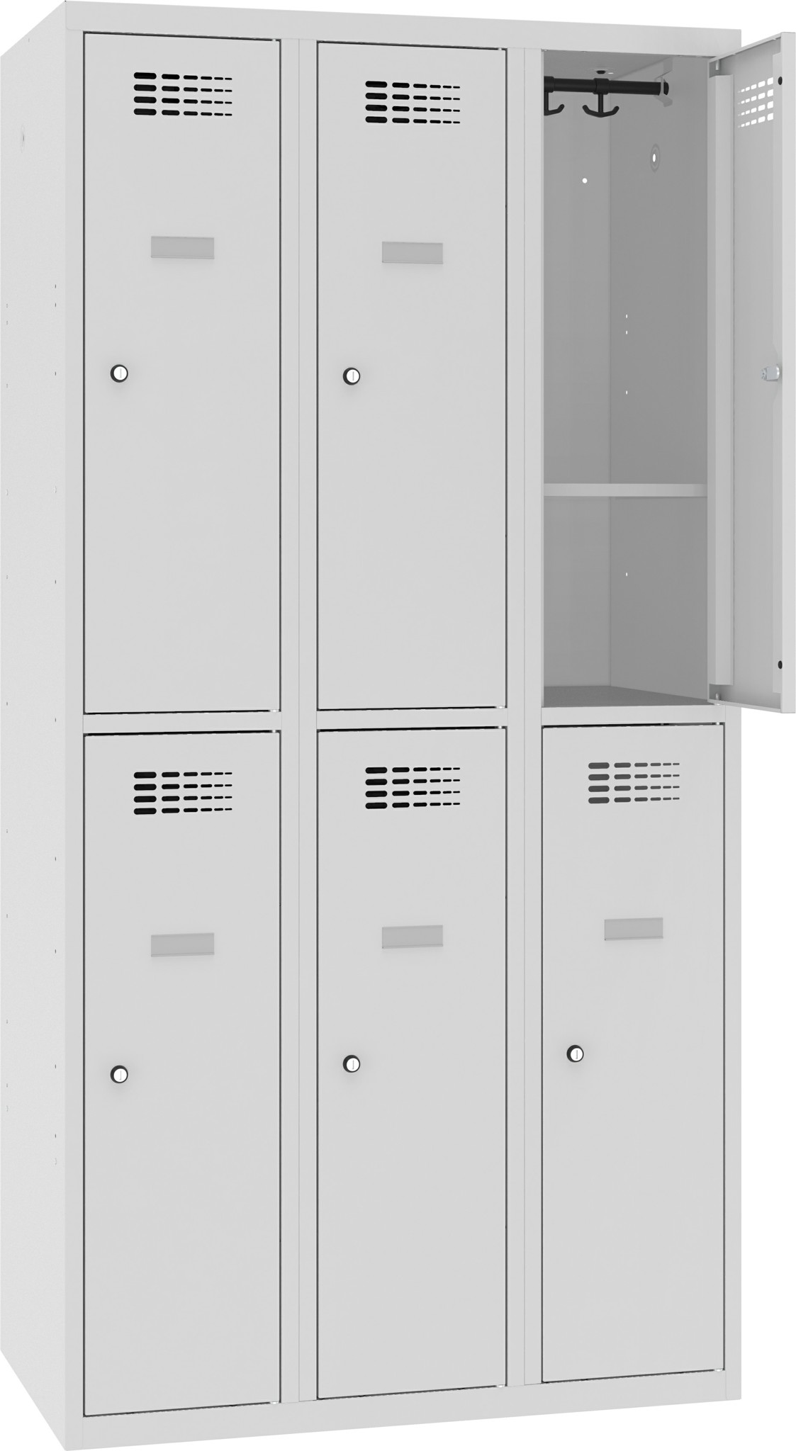 Garderobenschrank, Breite 900 mm 3 Abteile mit 2 Fächer übereinander, SUS 332 W Z