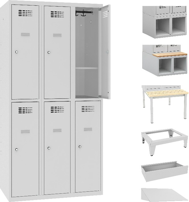 2 Fächer übereinander mit fixem Fachboden