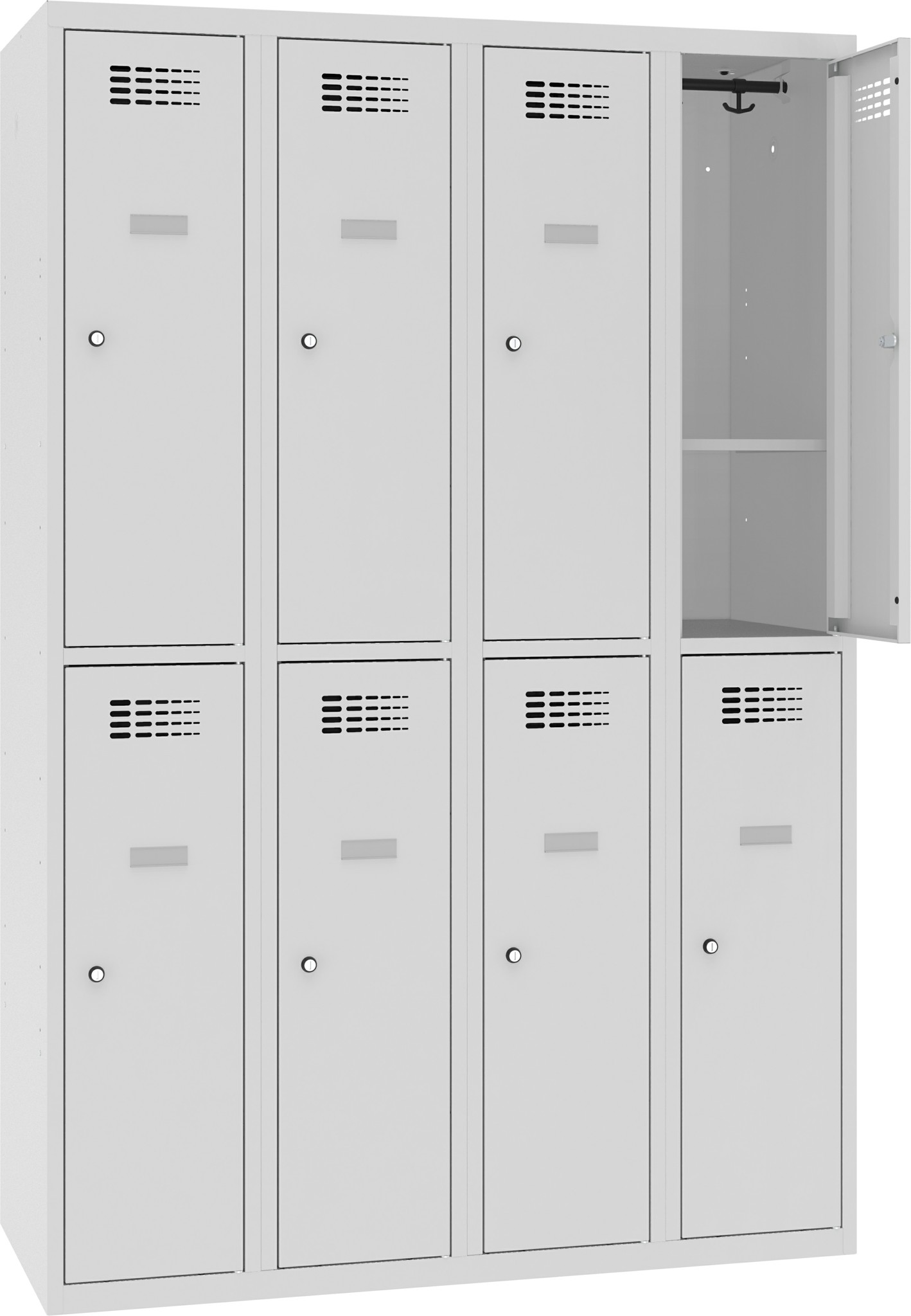 Garderobenschrank, Breite 1200 mm 4 Abteile mit 2 Fächer übereinander, SUS 342 W Z