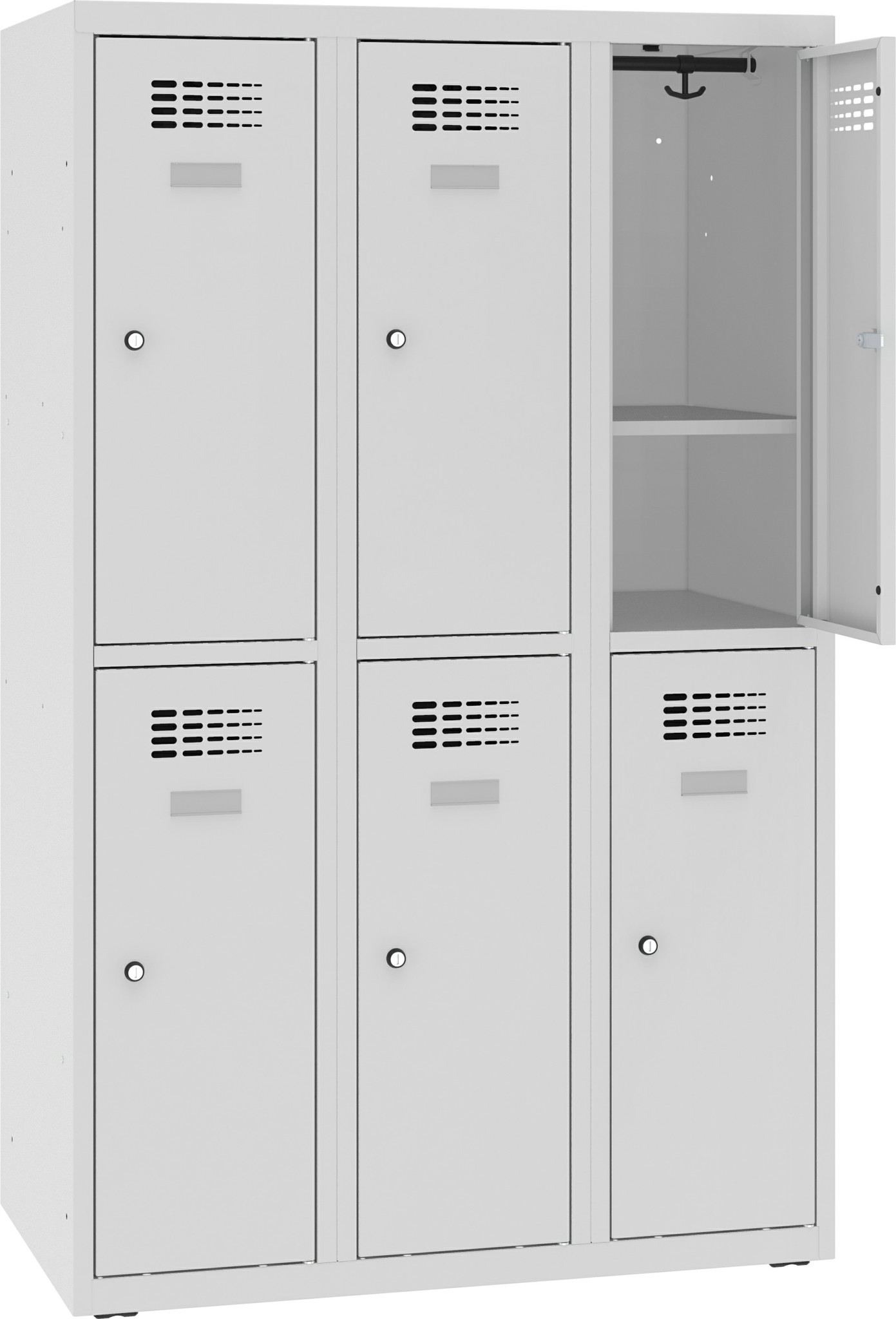 Garderobenschrank, Breite 900 mm 3 Abteile mit 2 Fächer übereinander, MSUS 332 S Z