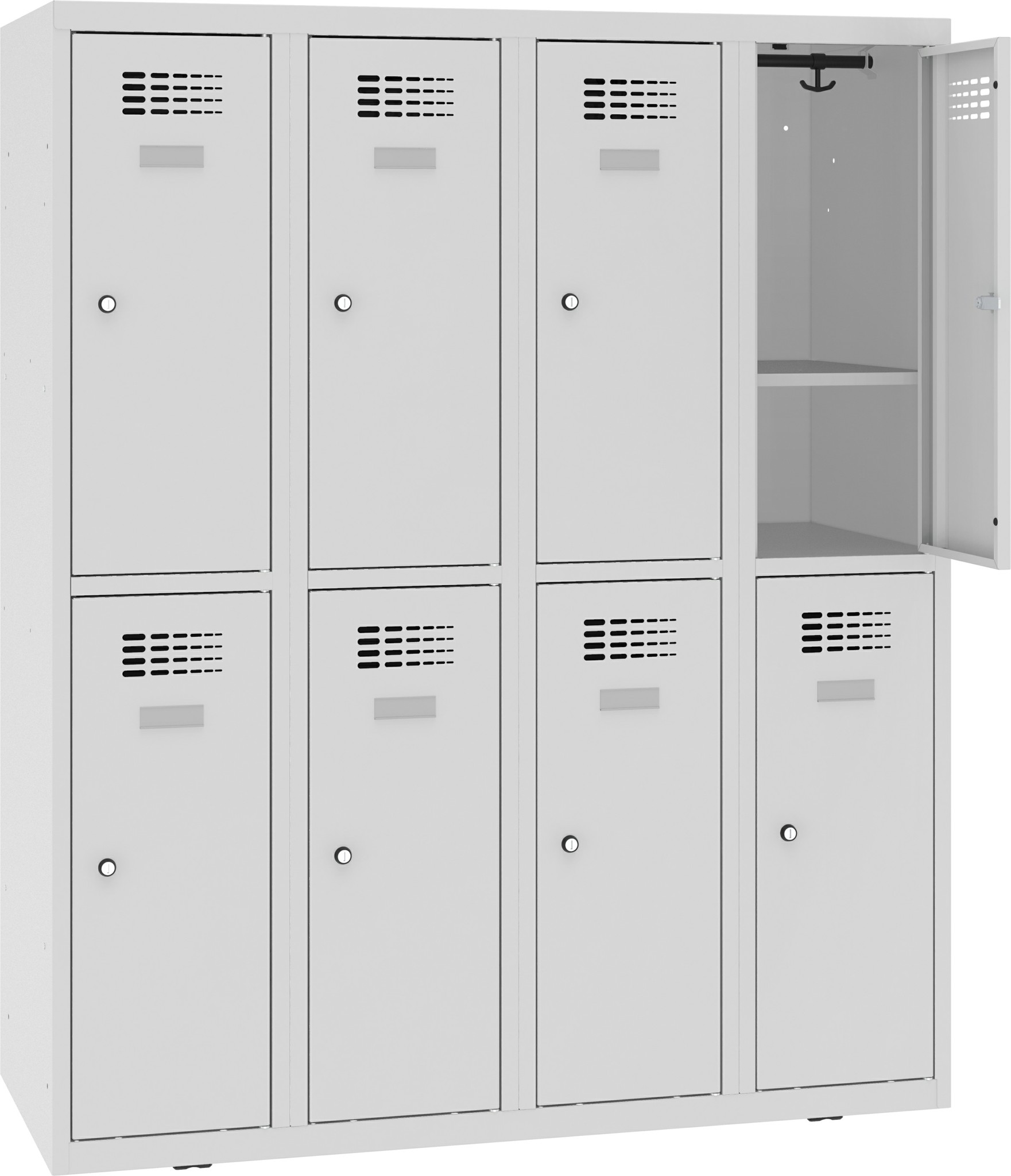 Garderobenschrank, Breite 1200 mm 4 Abteile mit 2 Fächer übereinander, MSUS 342 S Z