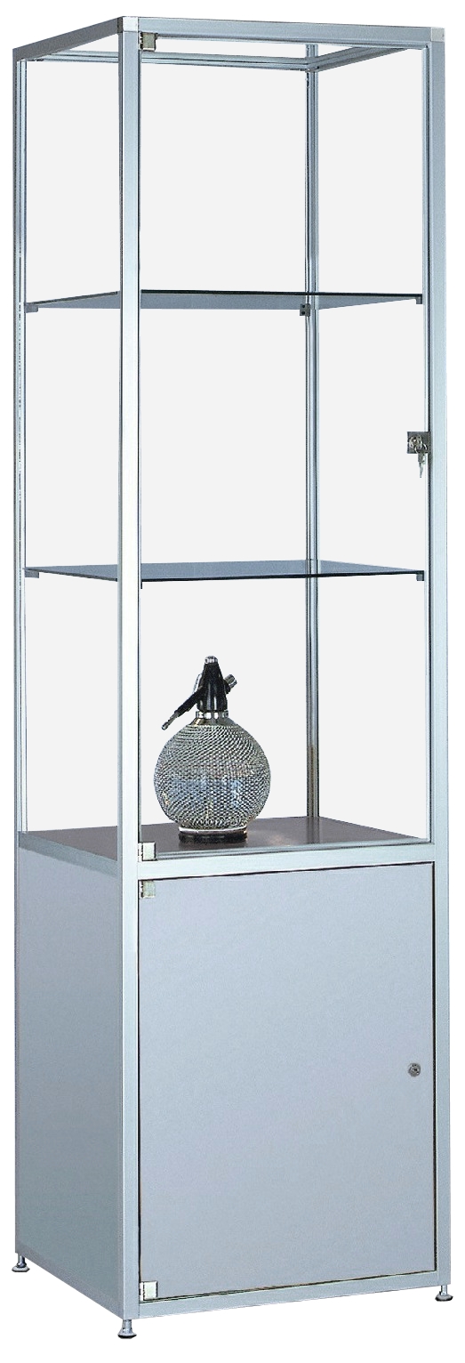 Säulenvitrine mit Staufach 2000x400x400 mm HxBxT