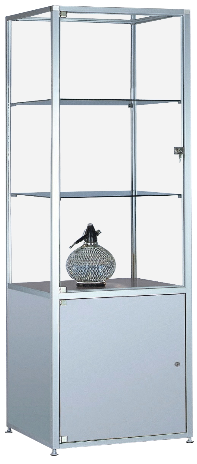 Säulenvitrine mit Staufach 2000x500x500 mm HxBxT