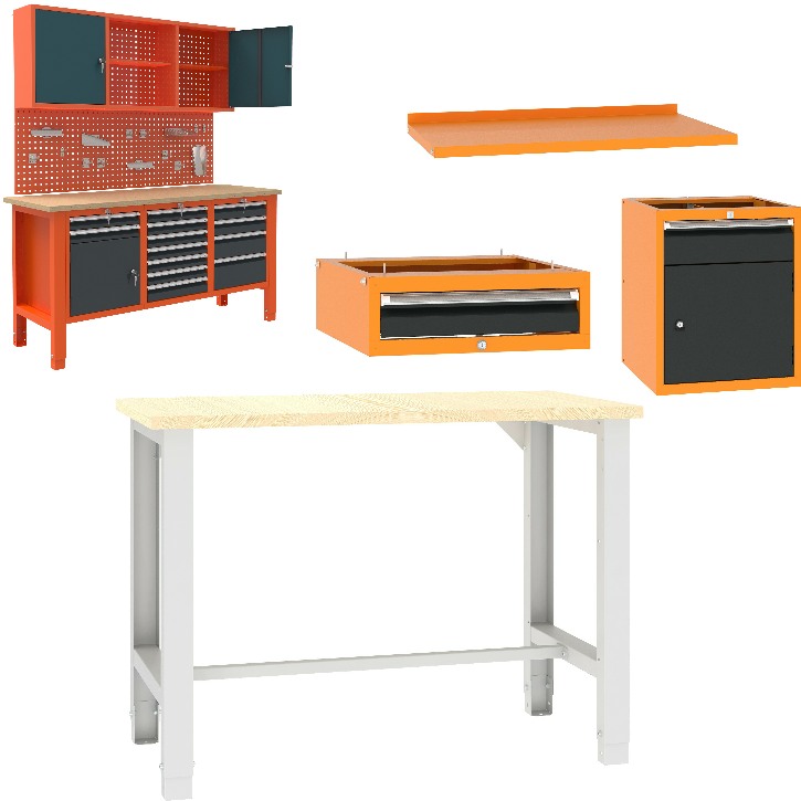 Individuell zusammenstellbare Werkbänke