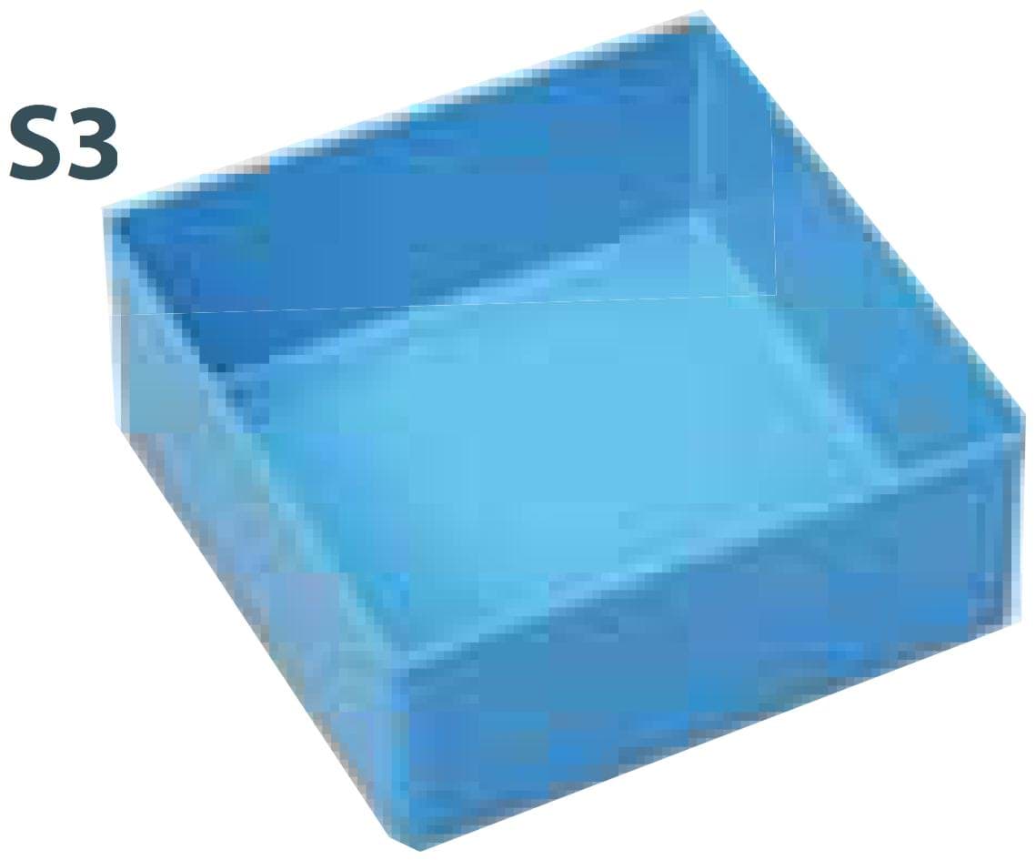 Kunststoffbox S3, 45x108x108 mm HxBxT