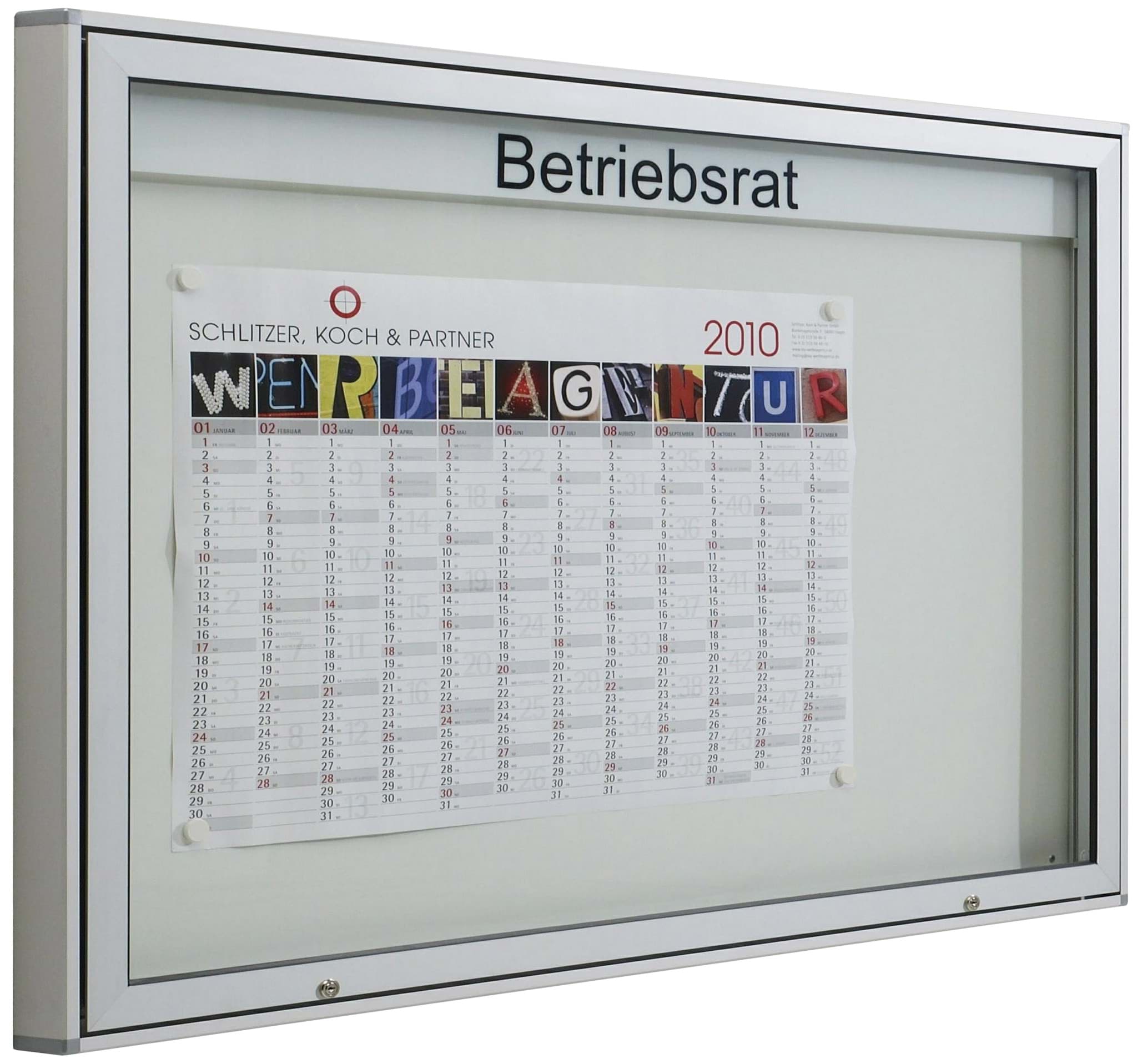 Schaukasten für 27 x A4-Seiten, 2000x1010x55 mm BxHxT