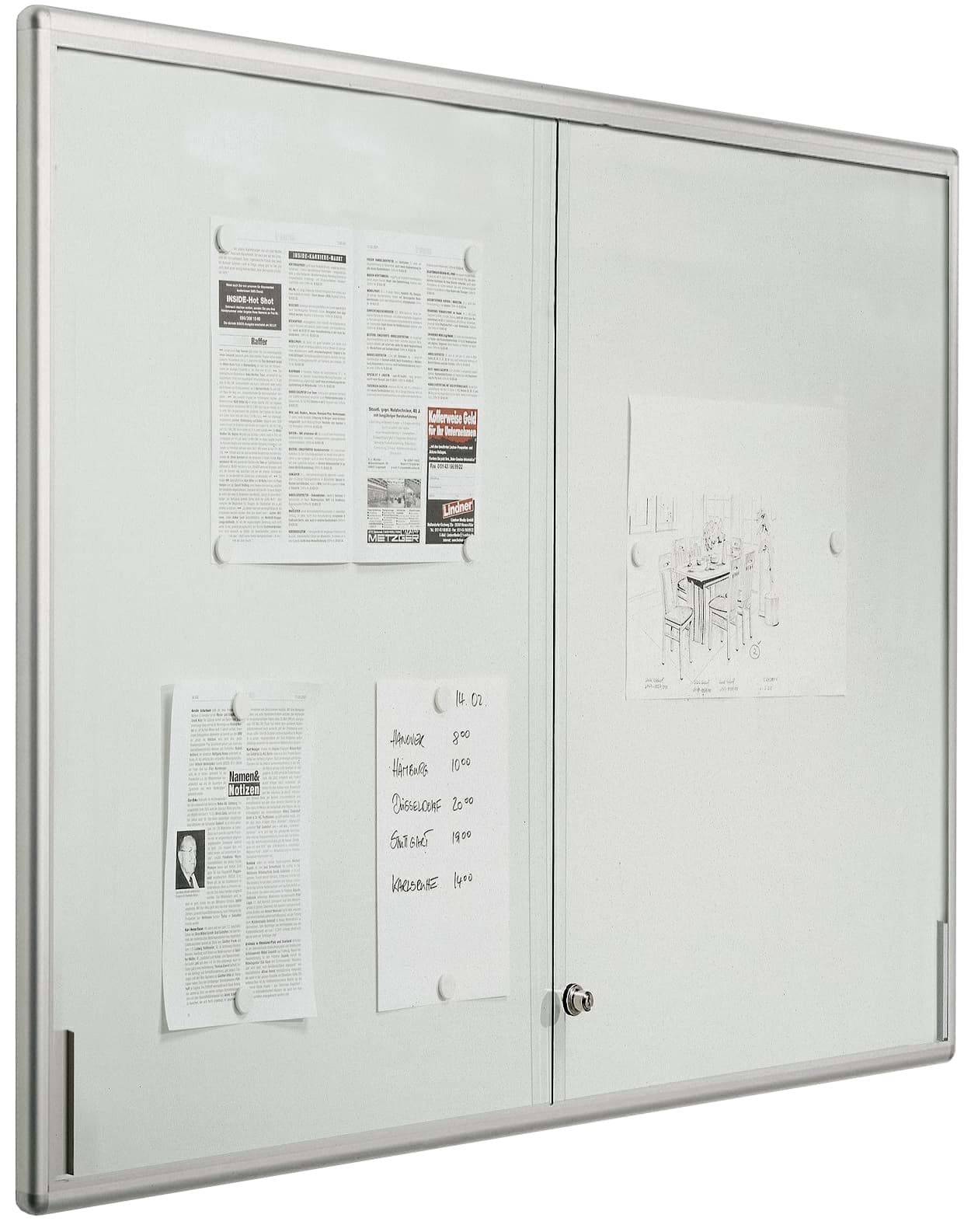 Schaukasten für 12 x A4-Seiten, 910x970x50 mm BxHxT, Hochformat