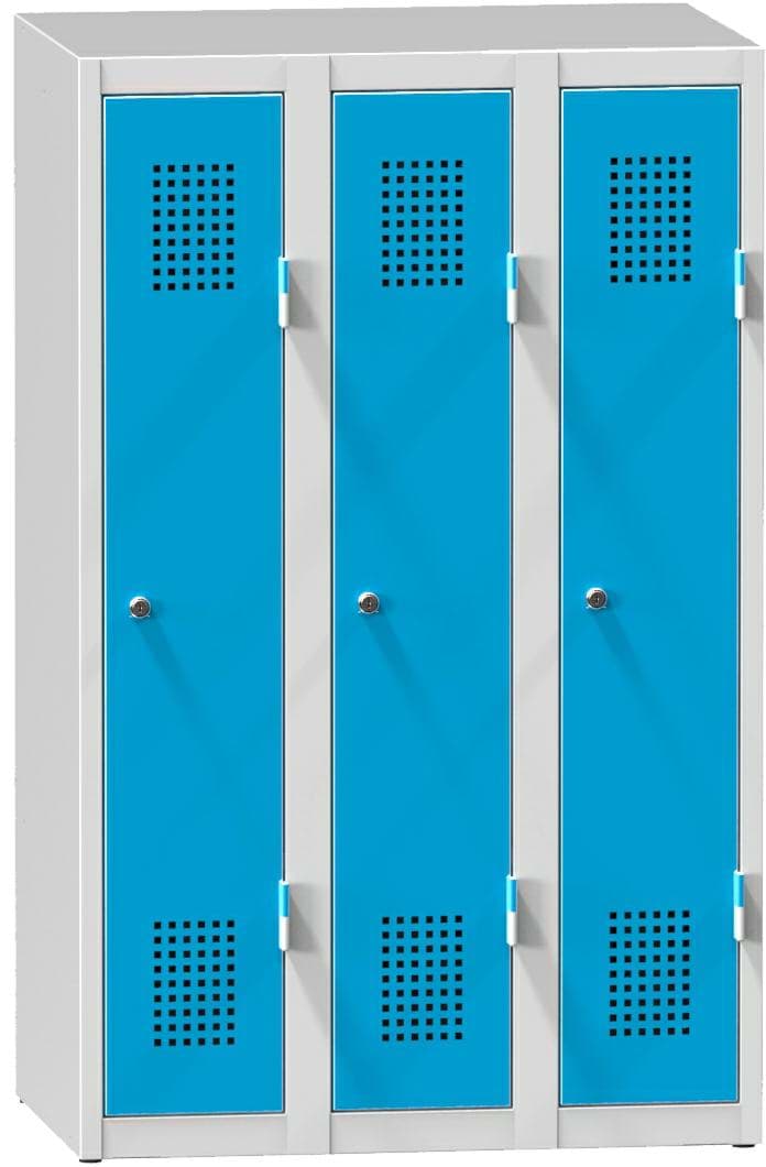 Garderobenschrank, 3 Abteile mit 250 mm Abteilbreite, Höhe 1200 mm