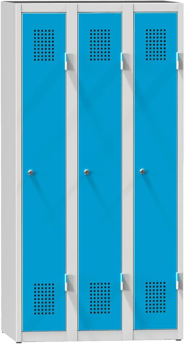 Garderobenschrank, 3 Abteile mit 250 mm Abteilbreite, Höhe 1500 mm